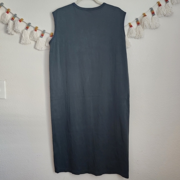 Uniqlo Gray Cap Sleeveless Comfy Casual Chic Midi Cotton Dress Basics S - Picture 2 of 10